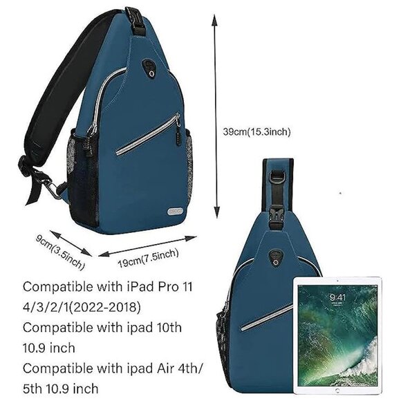 Sling Backpack, Multipurpose Crossbody Shoulder Bag Travel Hiking Deep Teal - Picture 4 of 6